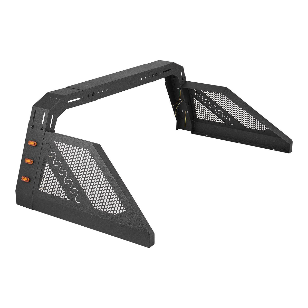 Truck Bed Roll Bar, Universal Pickup Sport Adjustable Bar Chase Rack Compatible with Full-Size Truck, Carbon Steel Construction with 6 Amber Auxiliary Lights, No Rack Included