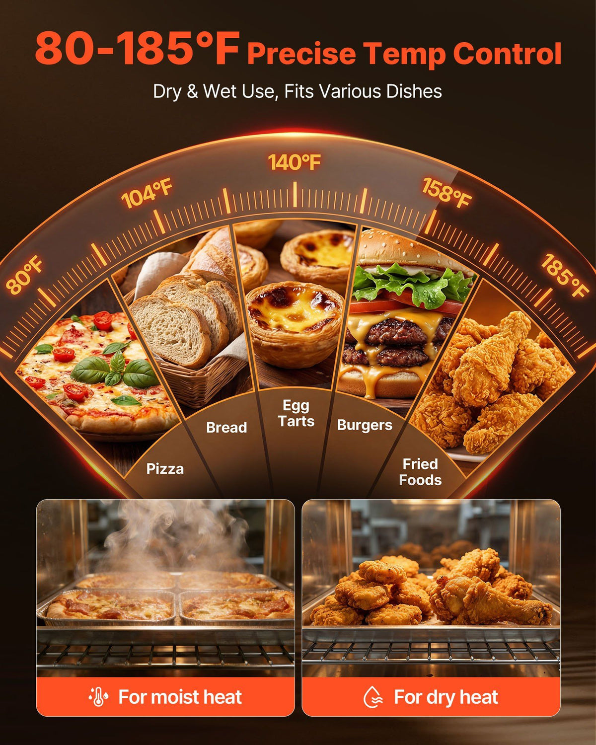 Electric Hot Box Food Warmer, 5-Tier Commercial Warming Cabinet with Water Tray, Single-Door and Adjustable Shelves, Stainless Steel Food Warmer Cabinet, for Restaurant, Kitchen, Pizza, Chicken
