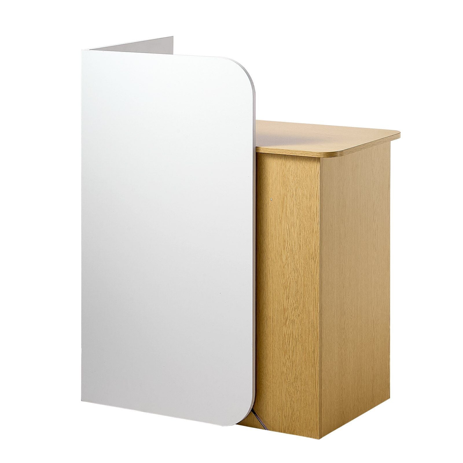 Reception Desk, 80 cm Rectangular Front Counter Table, Modern Office Reception Desk with LED Light, 2 Drawers & Power Outlets, Retail Counter Table for Checkout, Lobby, Beauty Salon, Office