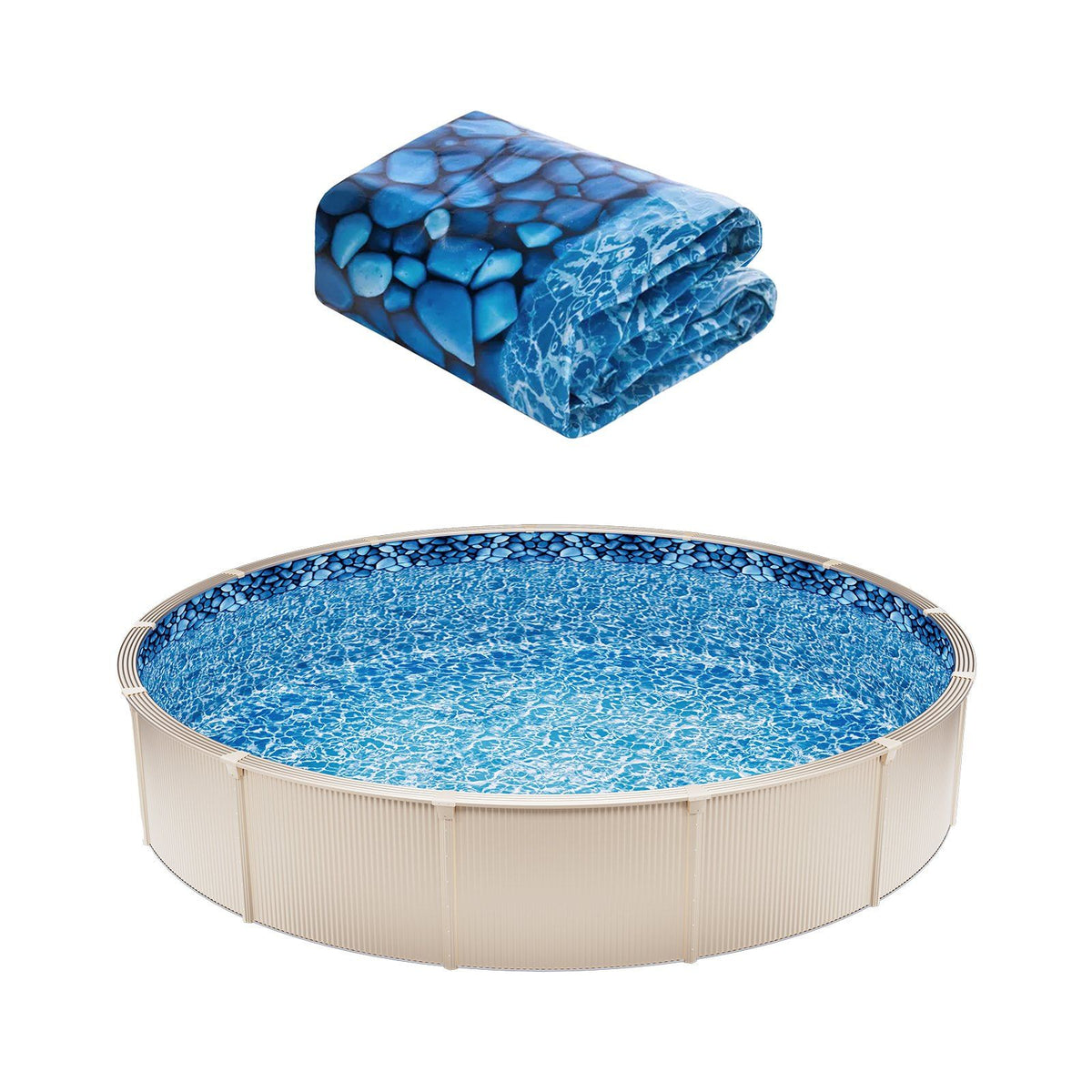 18-ft Round Above Ground Pool Liner, Overlap Pool Liners, Standard Gauge Vinyl, 48-to-54inch Wall Height, Designed for Steel Sided Above-Ground Swimming Pools
