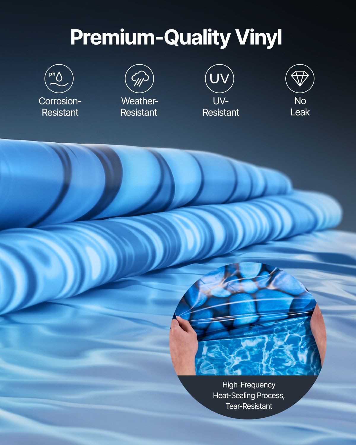 18-ft Round Above Ground Pool Liner, Overlap Pool Liners, Standard Gauge Vinyl, 48-to-54inch Wall Height, Designed for Steel Sided Above-Ground Swimming Pools