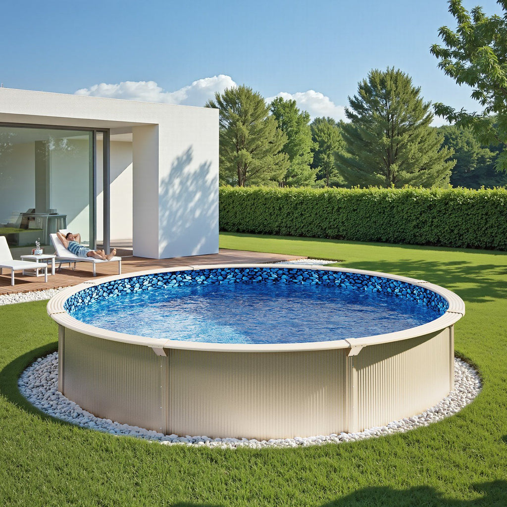 18-ft Round Above Ground Pool Liner, Overlap Pool Liners, Standard Gauge Vinyl, 48-to-54inch Wall Height, Designed for Steel Sided Above-Ground Swimming Pools