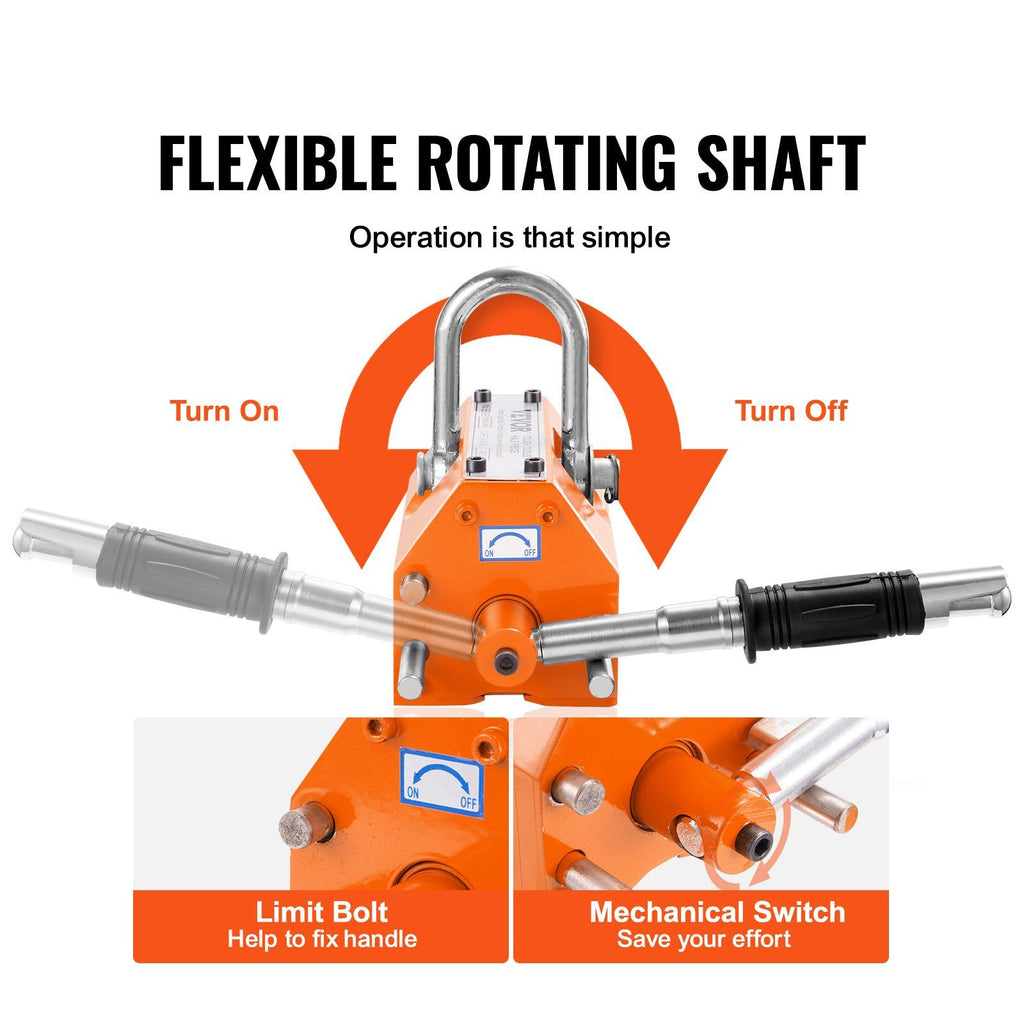 Magnetic Lifter, 600 kg Pulling Capacity, 2.5 Safety Factor, Neodymium & Steel, Lifting Magnet with Release, Permanent Lift Magnets, Heavy Duty Magnet for Hoist, Shop Crane, Block, Board