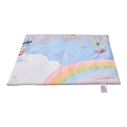 VEVOR Baby Play Gym Mat, Tummy Time Mat with 6 Sensory Toys, Baby Activity Mat with Light-up Musical Rocket Toy for 0-18 Month Newborn Infant, Baby Essential Gift for Sensory & Motor Skill Development