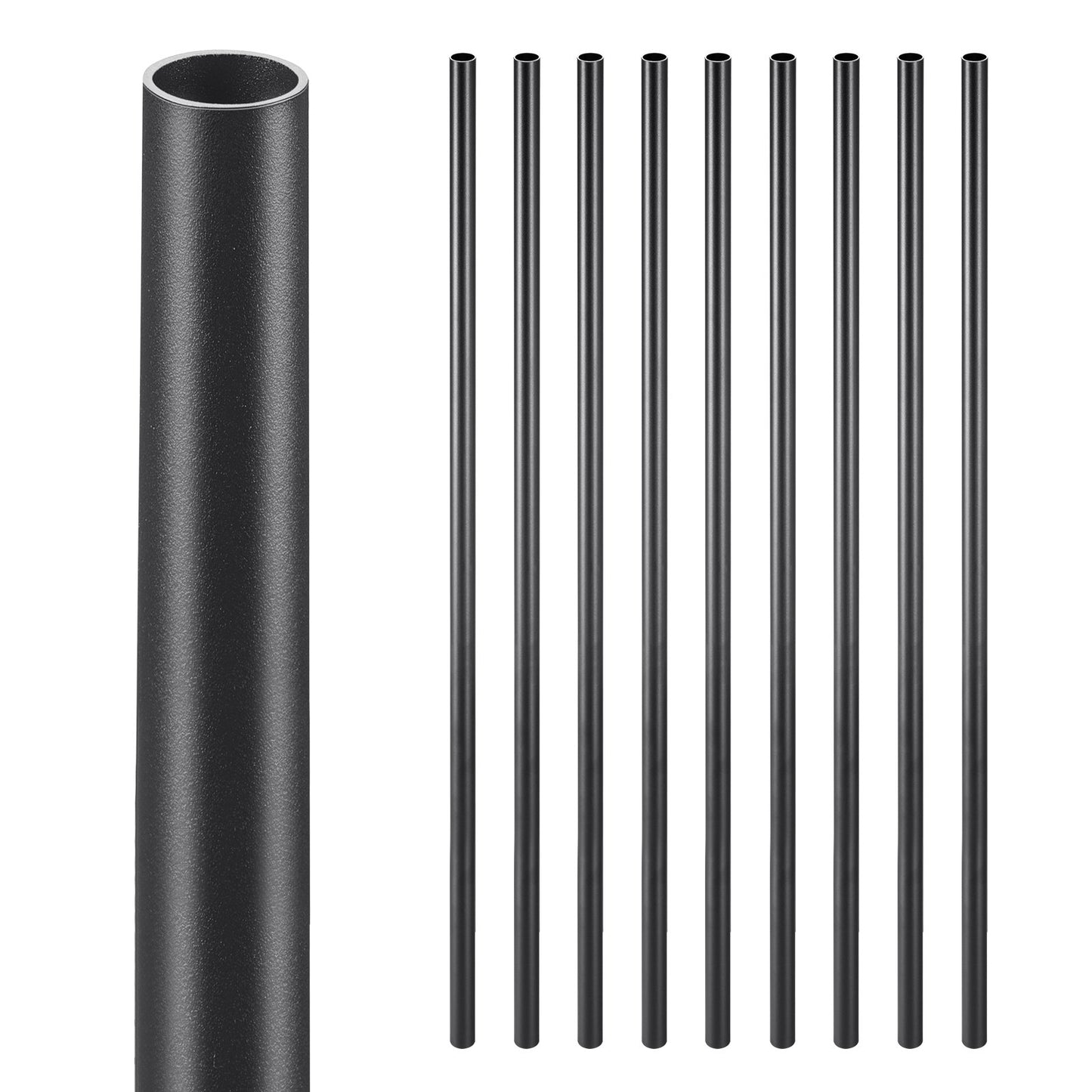 VEVOR Staircase Balusters 101 Pack, 32 In Aluminum Stair Balusters, 3/4 In Water-Proof Round Metal Spindle Railing, Hollow Deck Railing with Rail Caps & Screws for Stairs, Porch, Patio, Fence, Black
