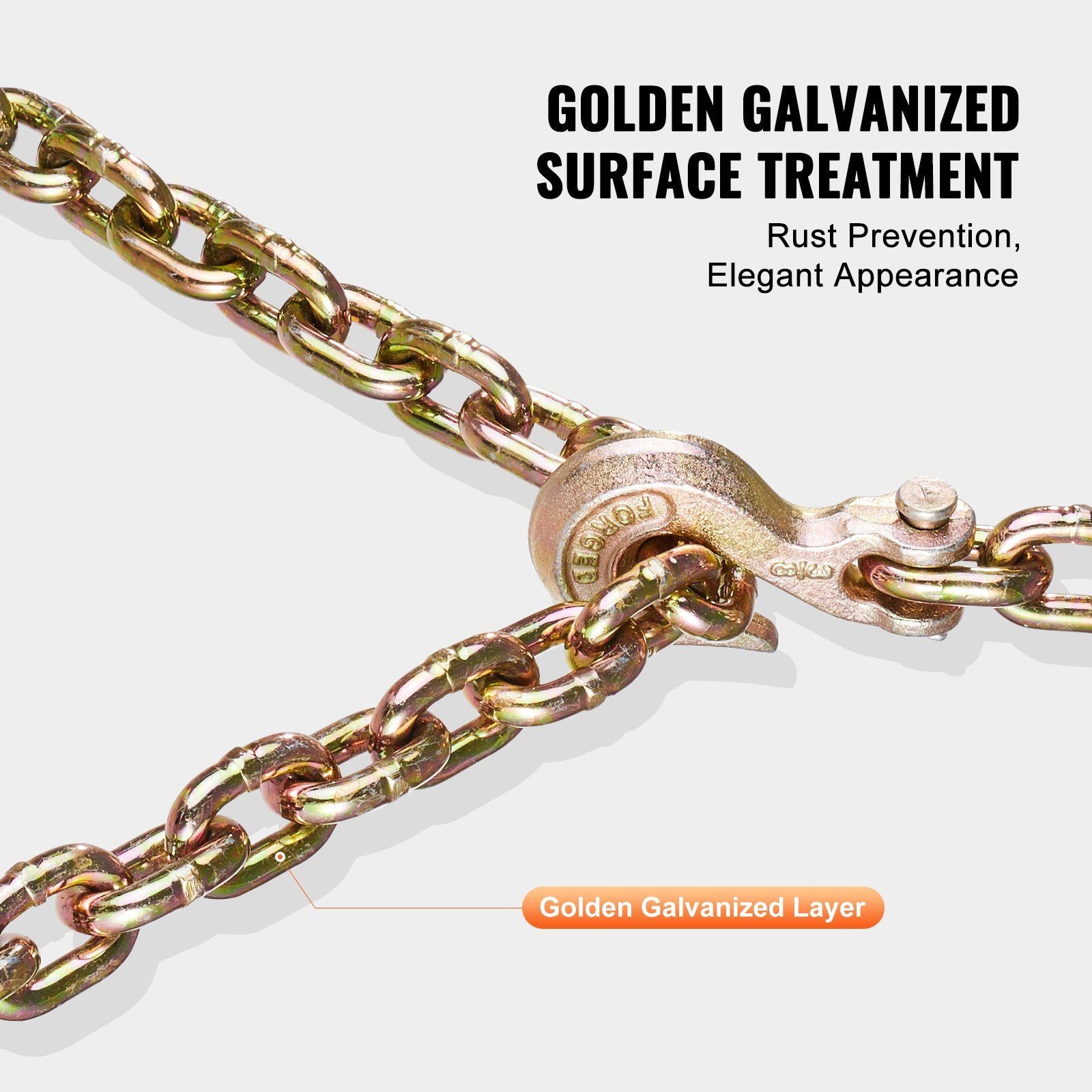 G80 Transport Binder Chain, 10 mm x 316 cm 2-Pack Tow Chain with Clevis Grab Hooks, 3.22T Safe Working Load, Heavy Duty Logging Chain for Transporting Towing Truck Tie Down Binding Equipment