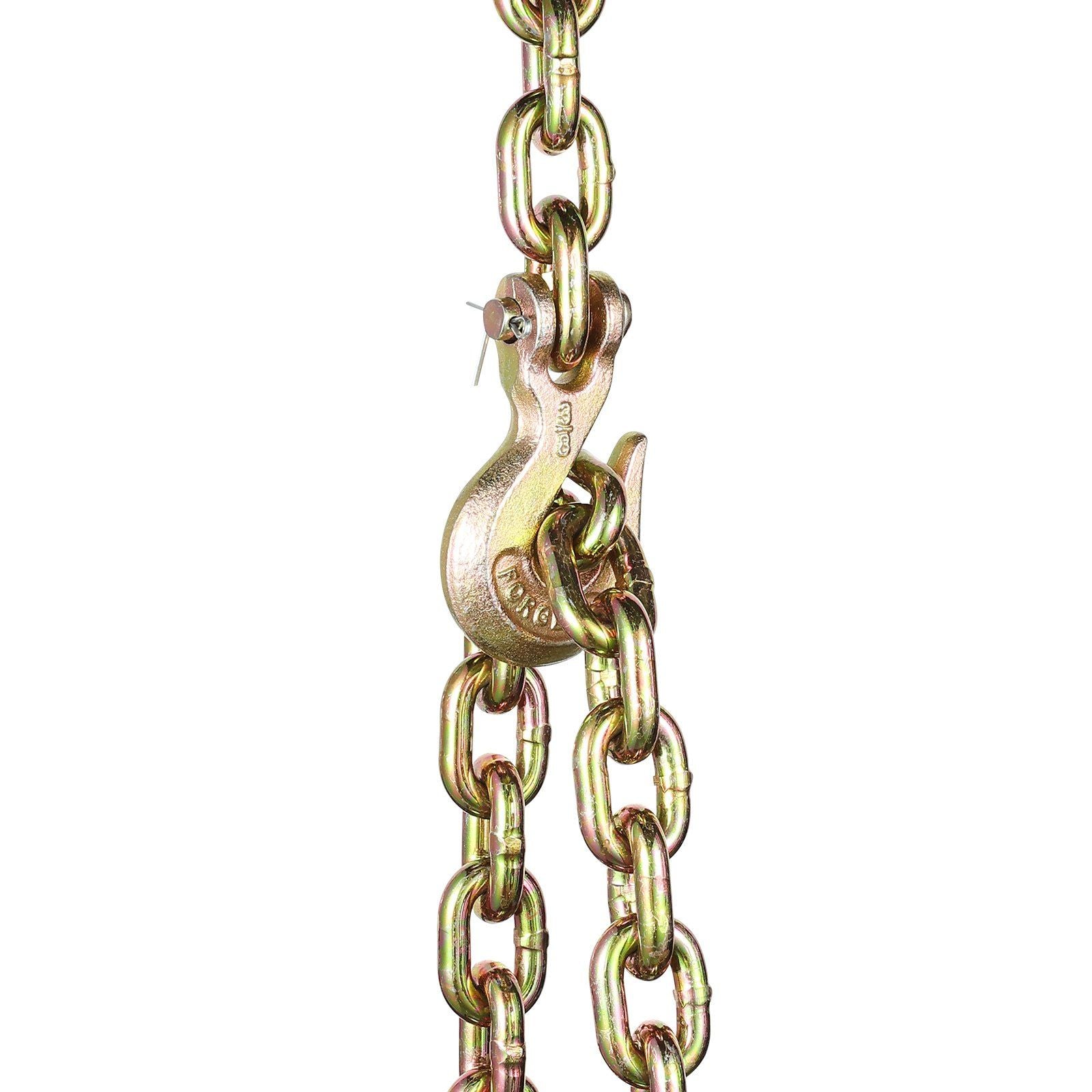 G80 Transport Binder Chain, 10 mm x 316 cm 2-Pack Tow Chain with Clevis Grab Hooks, 3.22T Safe Working Load, Heavy Duty Logging Chain for Transporting Towing Truck Tie Down Binding Equipment