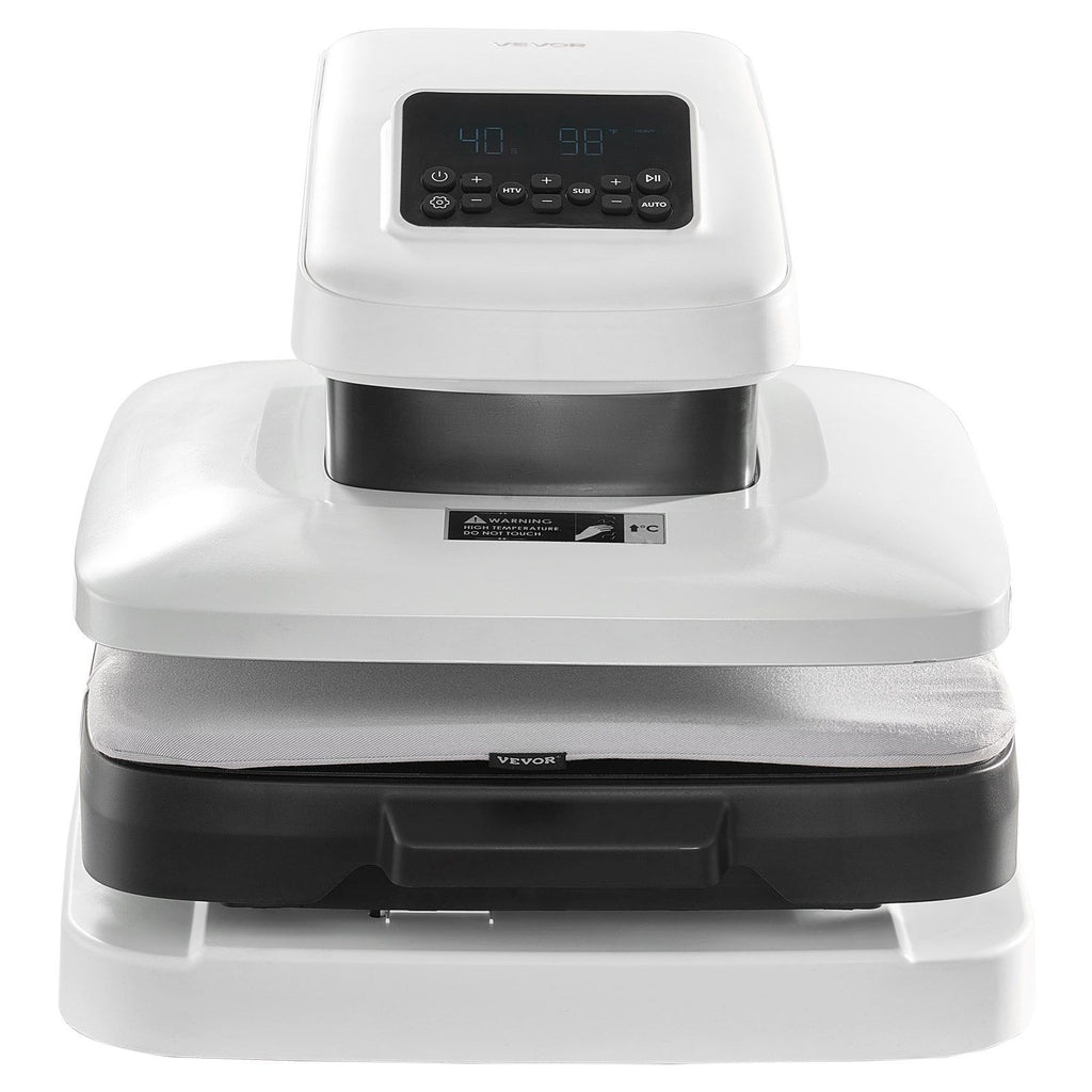 Auto Heat Press Machine, 38 x 38 cm, T-Shirt Press Machine with Auto Release and Adjustable Pressure, Digital Display, Rapid Heating, for Sublimation, Vinyl, Heat Transfer Projects, White