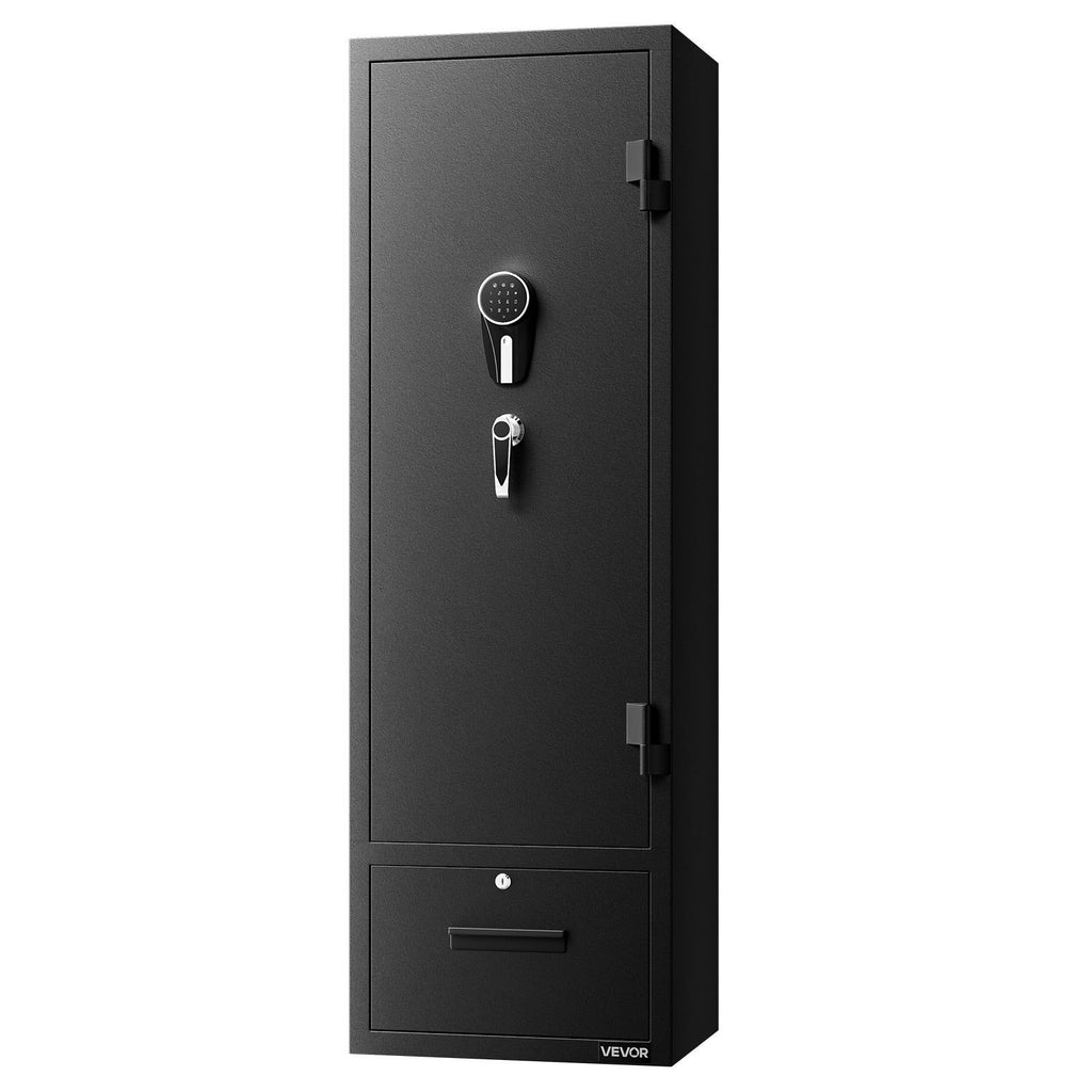 4 Gun Safe, Long Gun Cabinet for Rifles and Pistols, Quick Access Rifle Safe with 2 Ammo Slots, 2 Pistol Pockets & 2 Adjustable Racks, Large Digital Cabinet with Key and Password Lock