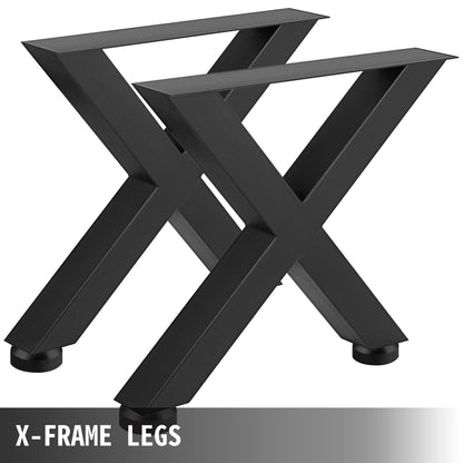 VEVOR Set of 2 Steel Table Legs, 72cm Height 79cm Wide Dining Table Legs, Heavy Duty 7.9cm Square Box Section X Frame Table Legs,72x79x7.9 cm Black Color Industrial Country Style Metal Dining Leg