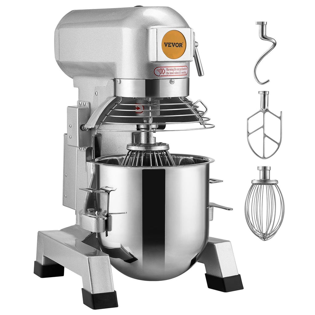 Commercial Food Mixer, 18.7L Commercial Stand Mixer with 3 Adjustable Speeds, 1100W Dough Mixer with Stainless Steel Bowl and 3 Mixing Attachments, Ideal for Restaurant, Bakery, Pastry shop, Caf