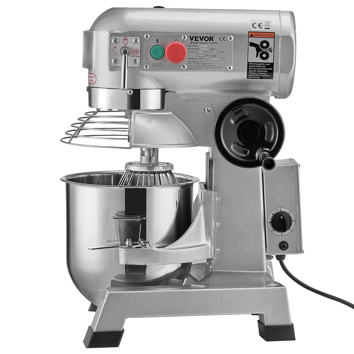 Commercial Food Mixer, 18.7L Commercial Stand Mixer with 3 Adjustable Speeds, 1100W Dough Mixer with Stainless Steel Bowl and 3 Mixing Attachments, Ideal for Restaurant, Bakery, Pastry shop, Caf