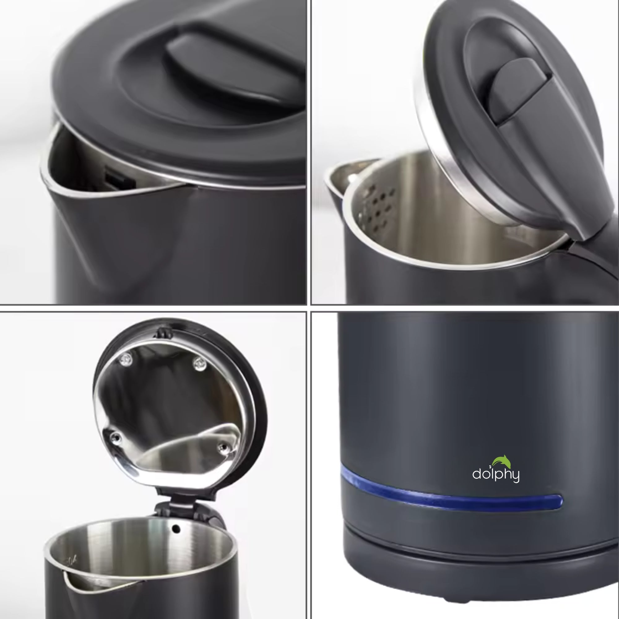 0.8L Electric Kettle Matt Black With Light Design