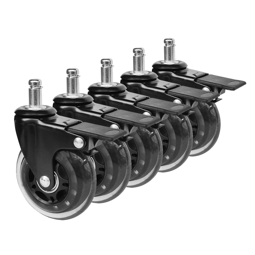 Office Chair Casters 5-Pack - 360° Swivel Wheels with Brake Locks
