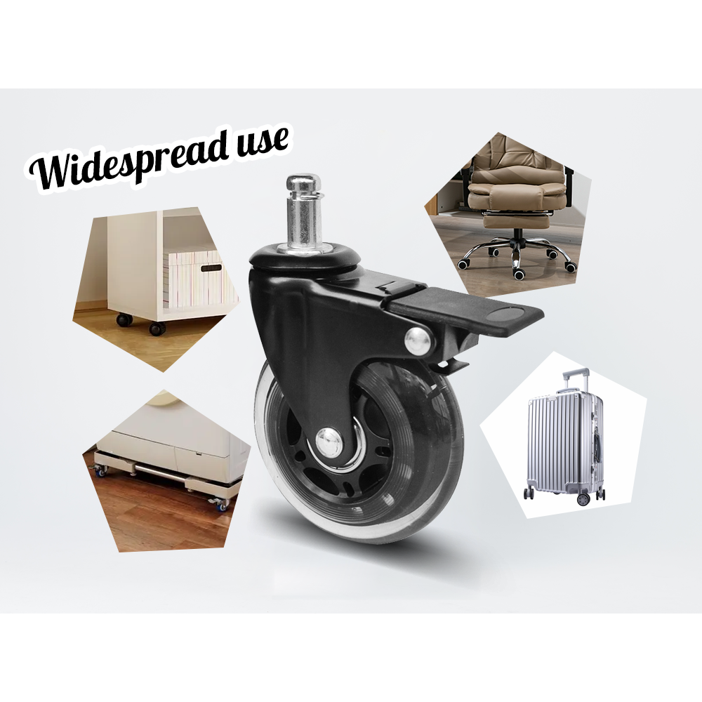 Office Chair Casters 5-Pack - 360° Swivel Wheels with Brake Locks