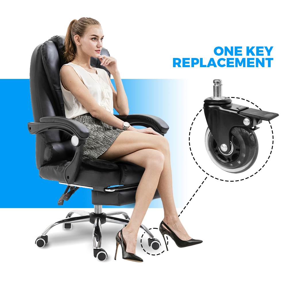 Office Chair Casters 5-Pack - 360° Swivel Wheels with Brake Locks