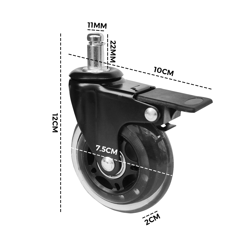 Office Chair Casters 5-Pack - 360° Swivel Wheels with Brake Locks