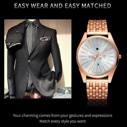 Men Business Quartz Watch With Steel Strap - 368-1915196636825522179