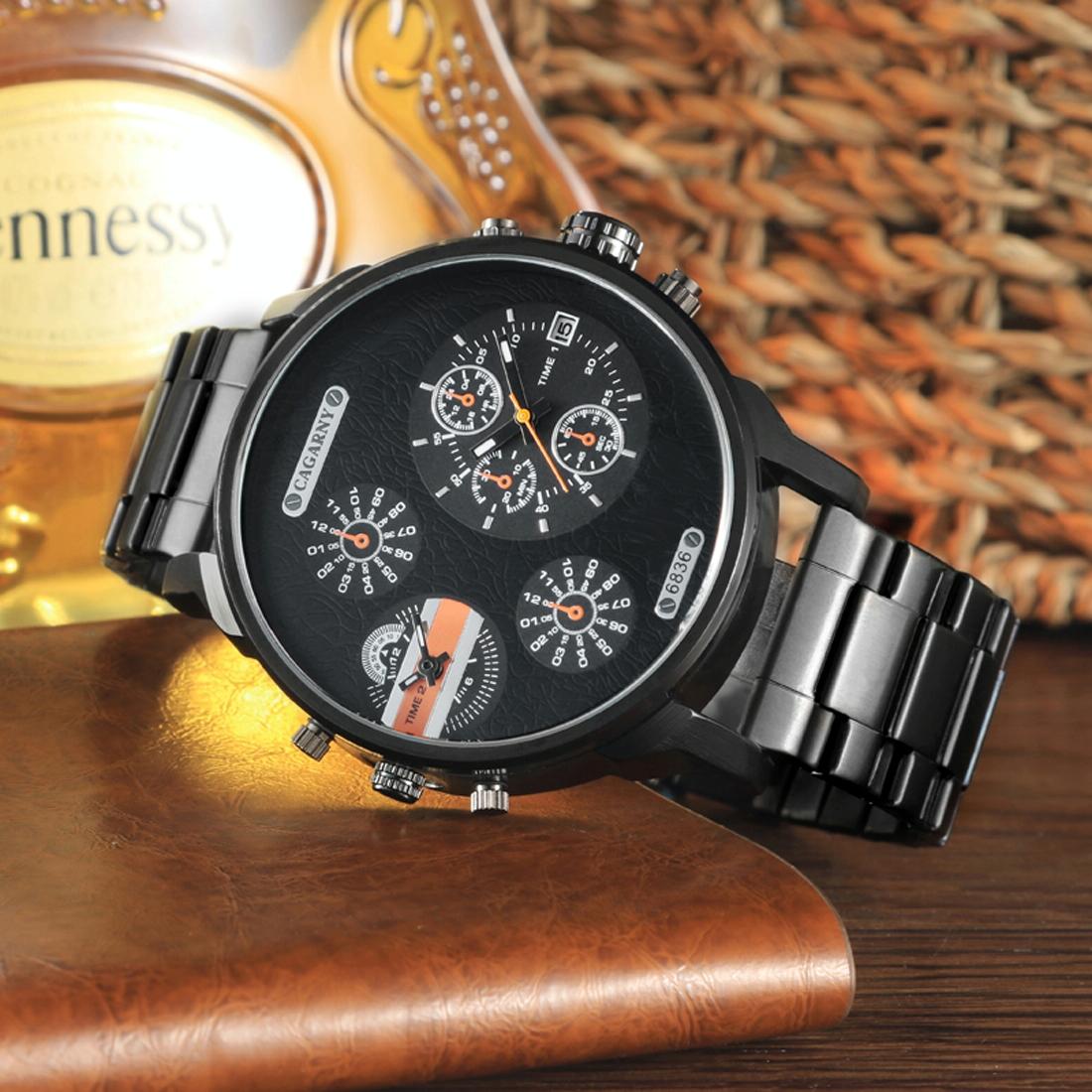 Stylish Waterproof Dual Quartz Watch With Stainless Steel Band - Orange-1915196534597750786