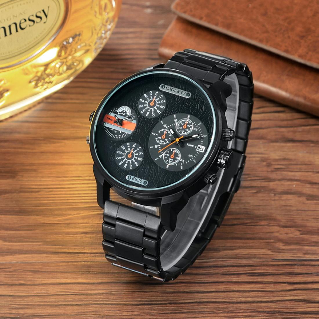 Stylish Waterproof Dual Quartz Watch With Stainless Steel Band - Orange-1915196534597750787