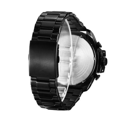 Men Stainless Steel Sports Watch With Large Dial - Black & Blue-1915196581456515074