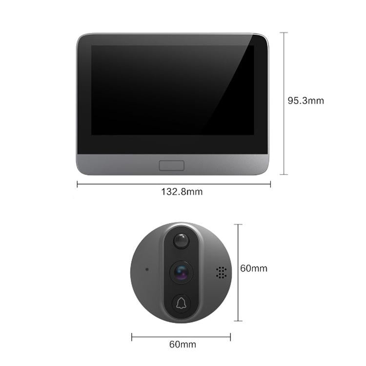 Smart Wifi Video Doorbell - 4.3 Inch Visual Peephole - Black-1915196509331263489