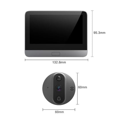 Smart Wifi Video Doorbell - 4.3 Inch Visual Peephole - Black-1915196509331263489