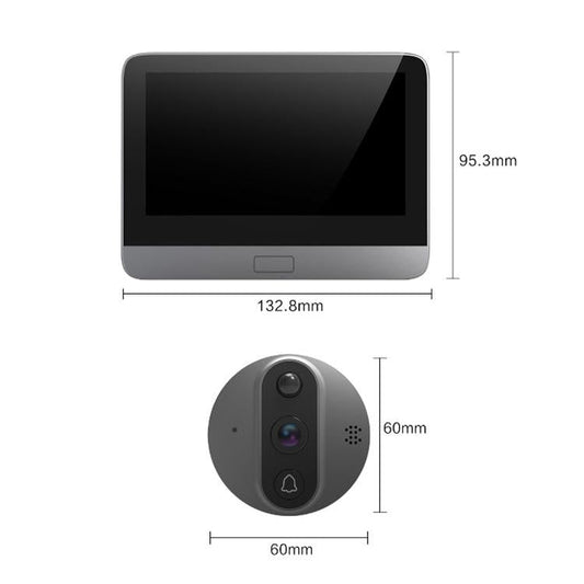 Smart Wifi Video Doorbell - 4.3 Inch Visual Peephole - Black-1915196509331263489