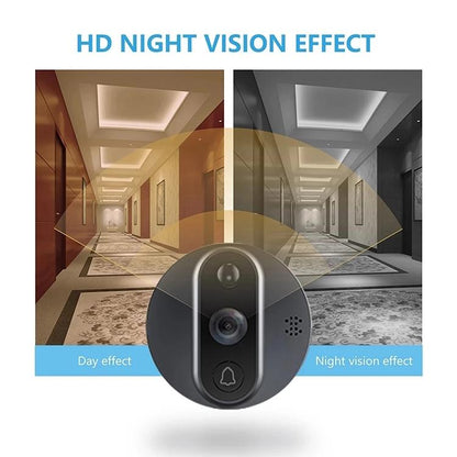 Smart Wifi Video Doorbell - 4.3 Inch Visual Peephole - Black-1915196509331263493