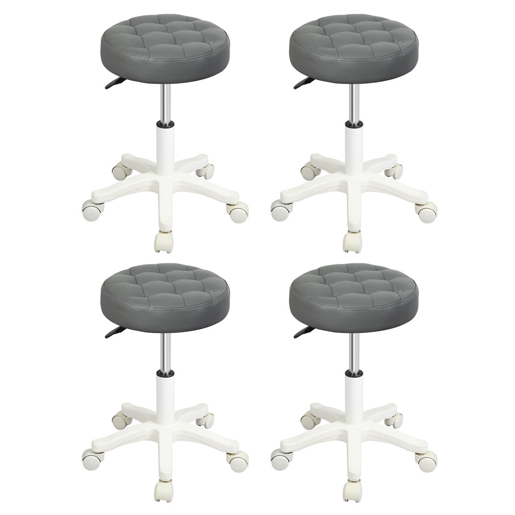 Levede 4x Rolling Bar Stool Swivel Salon SPA Chair Grey-1973193552229961728