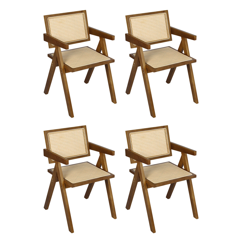 Levede 4x Walnut Wicker Armchair Dining Chair - Bens Market Place
