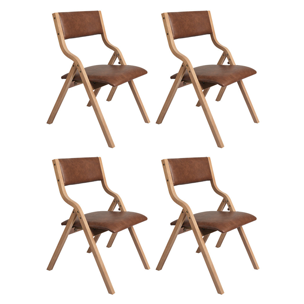 Levede 4x Dining Chairs Foldable PU Tan-1975420358475517952