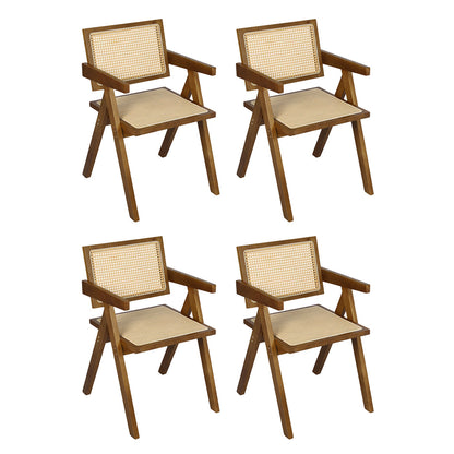Levede 4x Walnut Wicker Armchair Dining Chair-1975420361268924416