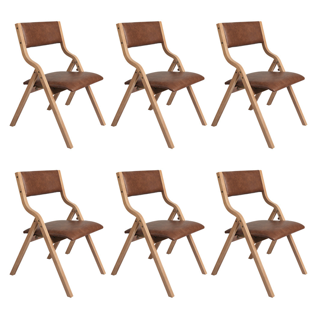 Levede 6x Dining Chairs Foldable PU Tan-1975420358739759104