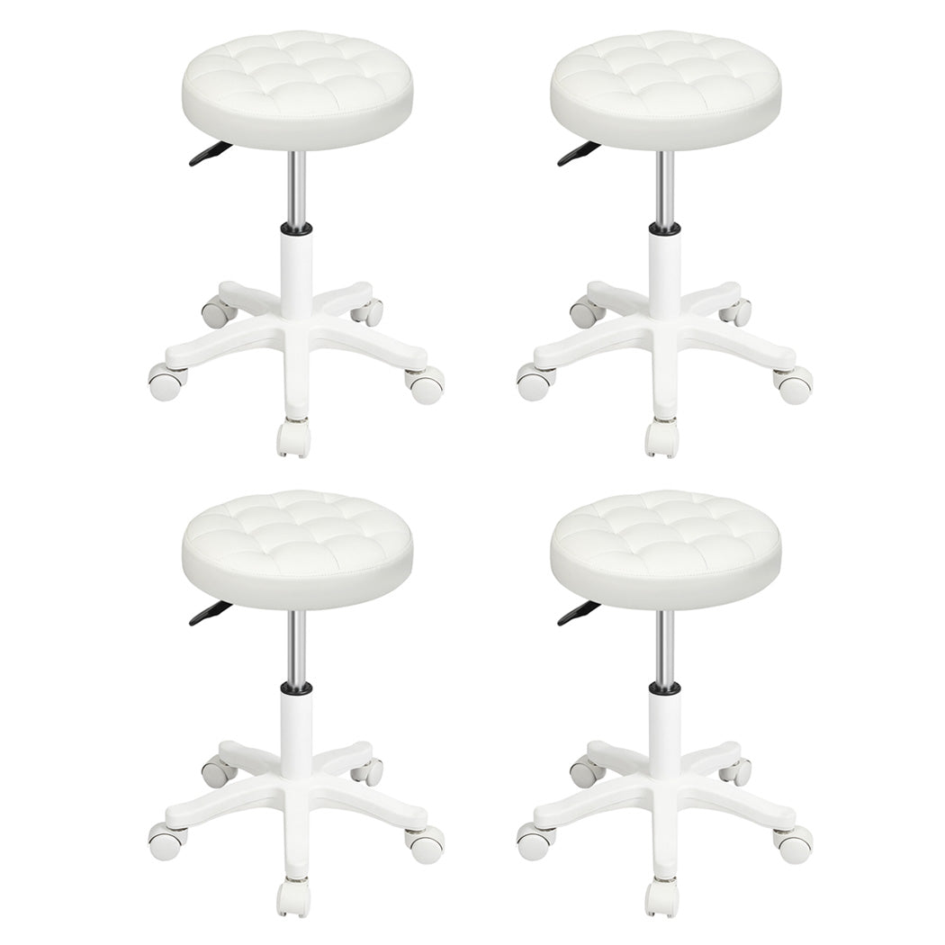 Levede 4x Rolling Bar Stool Swivel Salon SPA Chair Beige-1973194181862100992