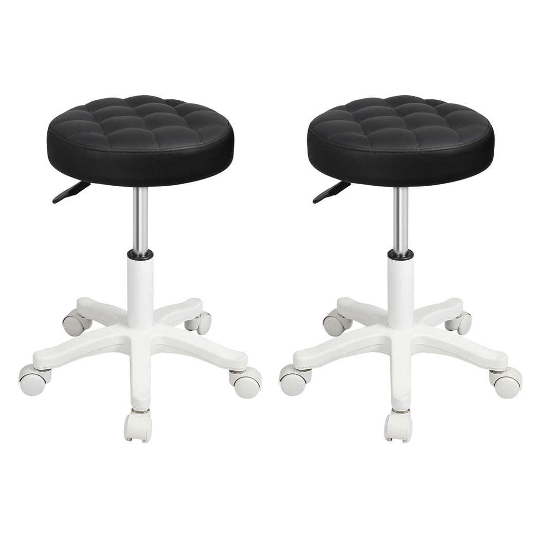 Levede 2x Rolling Bar Stool Swivel Salon SPA Chair Black-1973194182046650368
