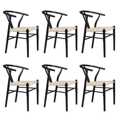 Levede 6x Dining Chairs Wooden Hans Black-1975420353656262656