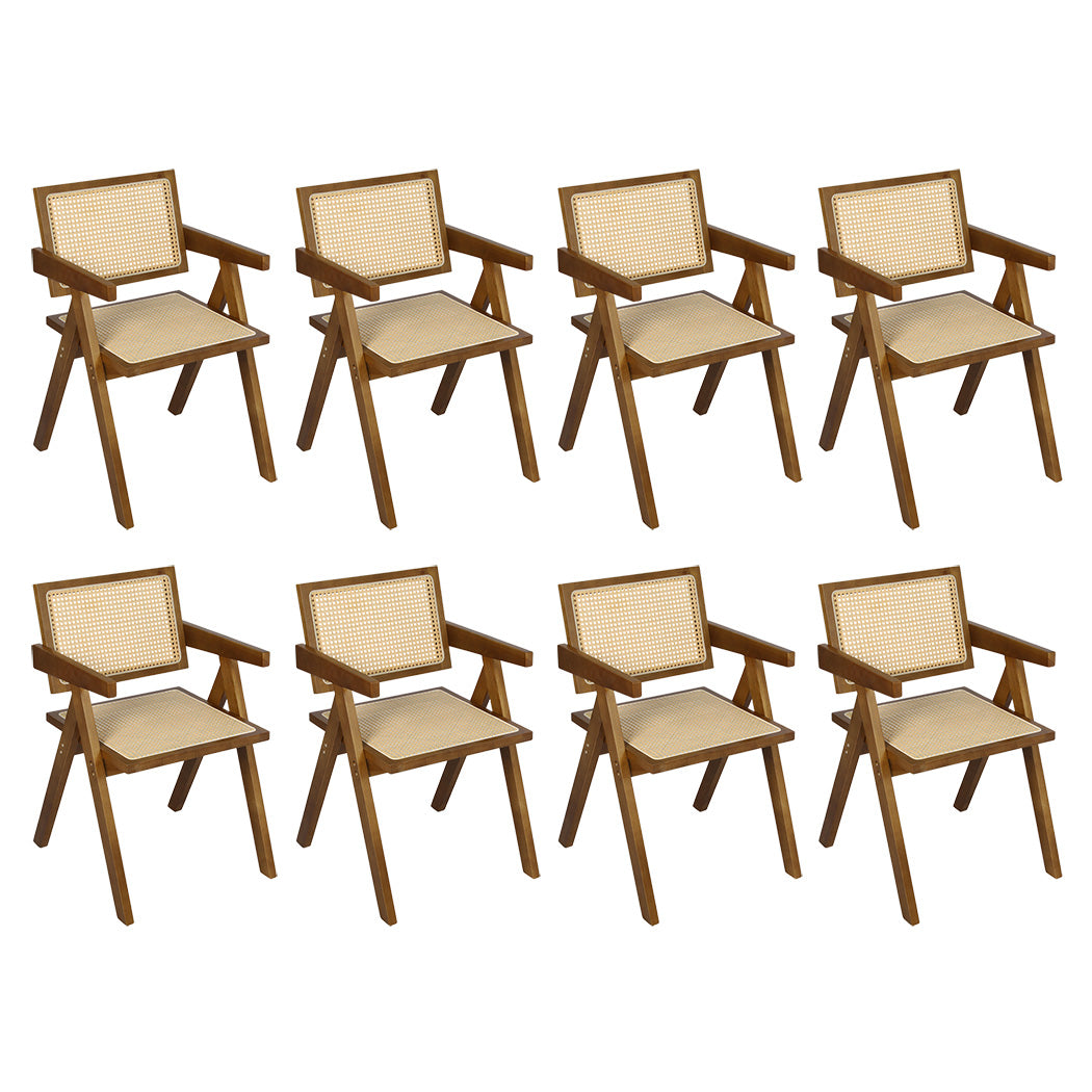 Levede 8x Walnut Wicker Armchair Dining Chair-1975420361625440256