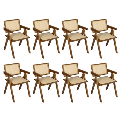 Levede 8x Walnut Wicker Armchair Dining Chair-1975420361625440256