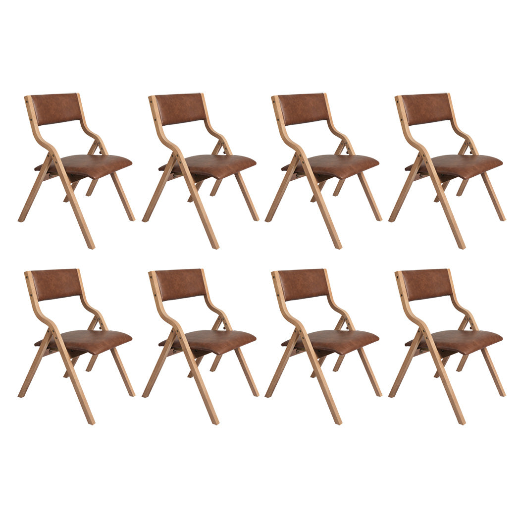 Levede 8x Dining Chairs Foldable PU Tan-1975420358932697088