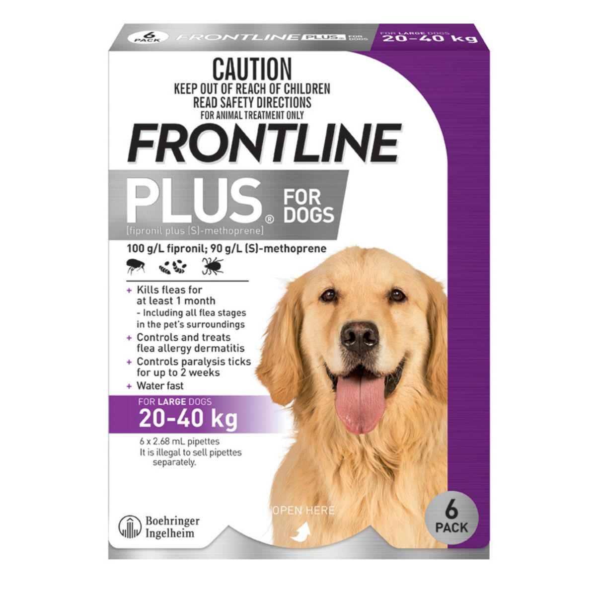 Frontline Plus Dog 20-40kg Purple Large 6pk-1973193598111453186