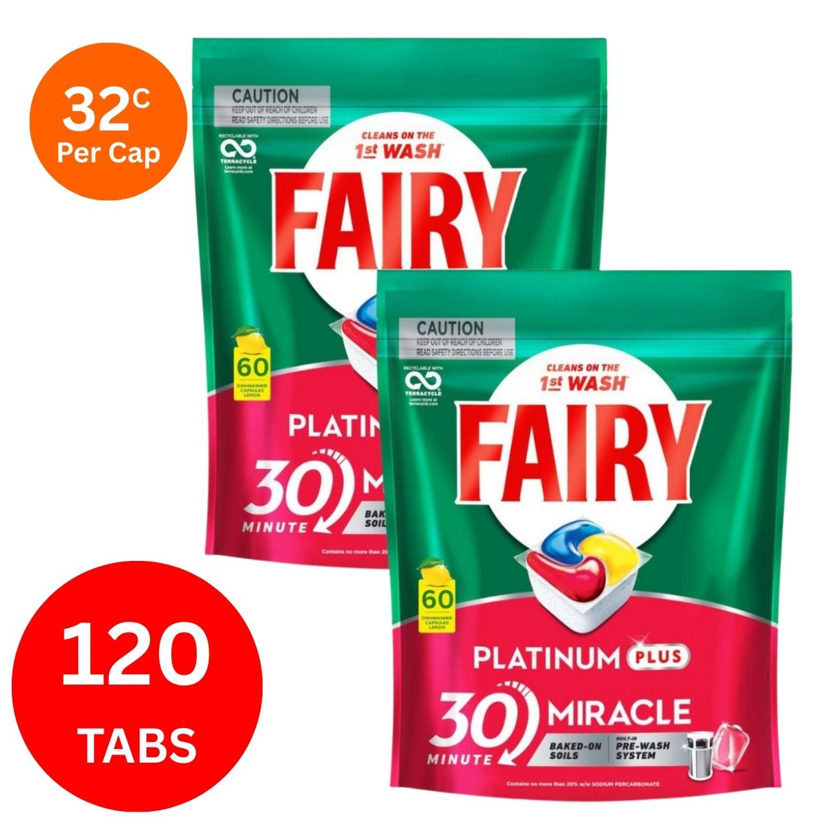 Fairy Platinum Plus x 120 Lemon Dishwasher Tablets-1973193595024445440