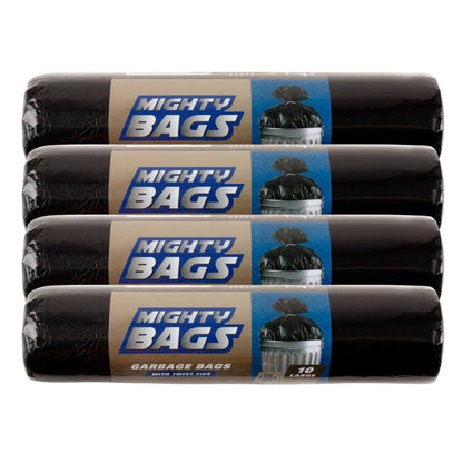4x 10pk Mighty Bags 140L 90x112cm Black Garbage Bags-1973193601693388800