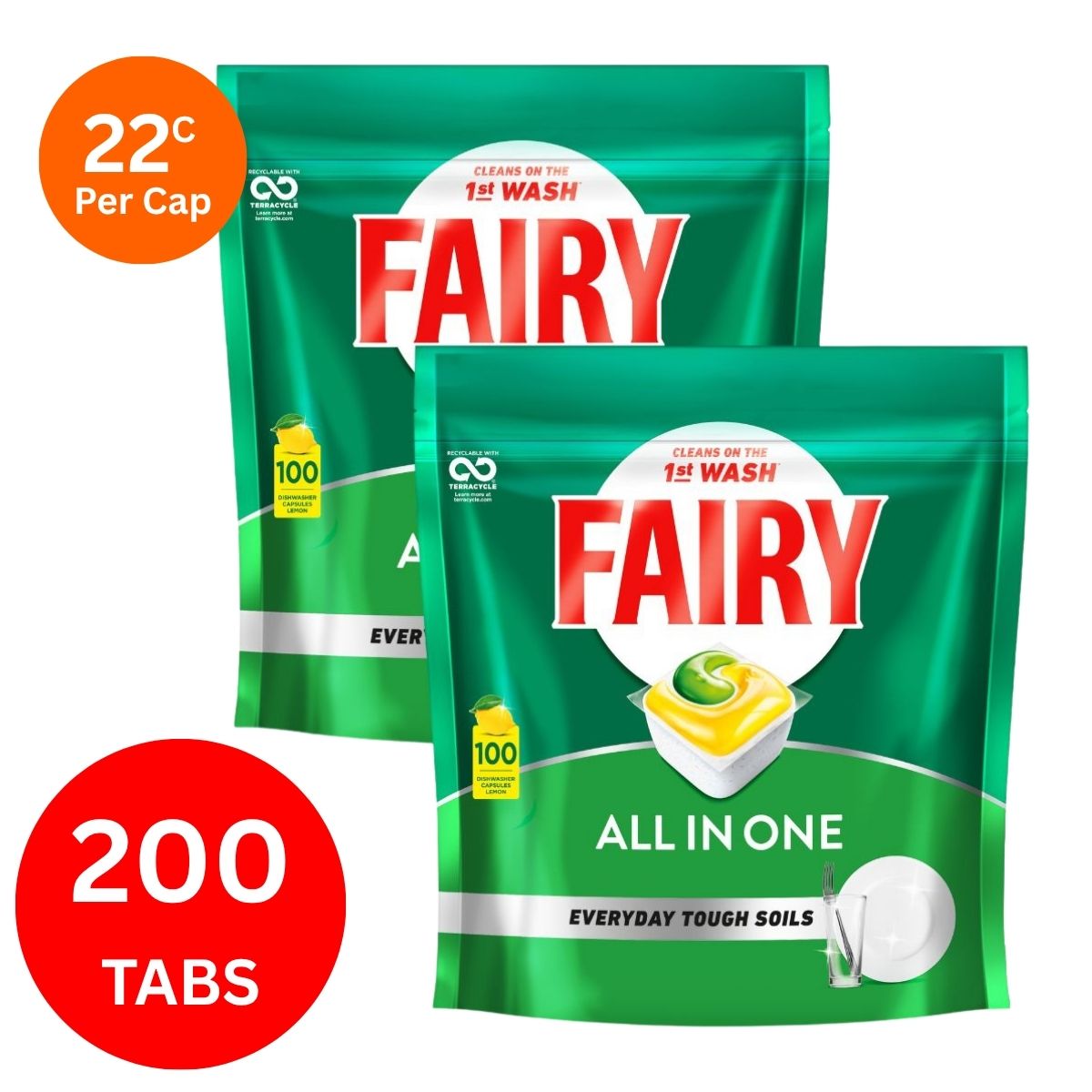 Fairy All In One x 200 Lemon Dishwasher Tablets-1984023725980389376
