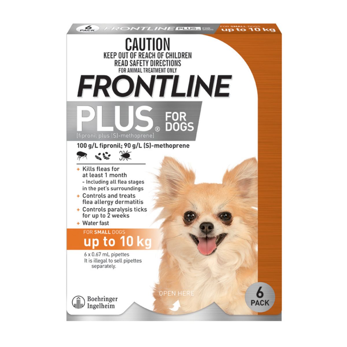Frontline Plus Dog 0-10kg Orange Small 6pk-1973193598803513346