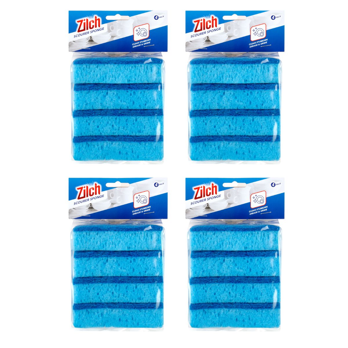 4x Zilch 10cm Sponge Scourer 4pk-1973193608278446081