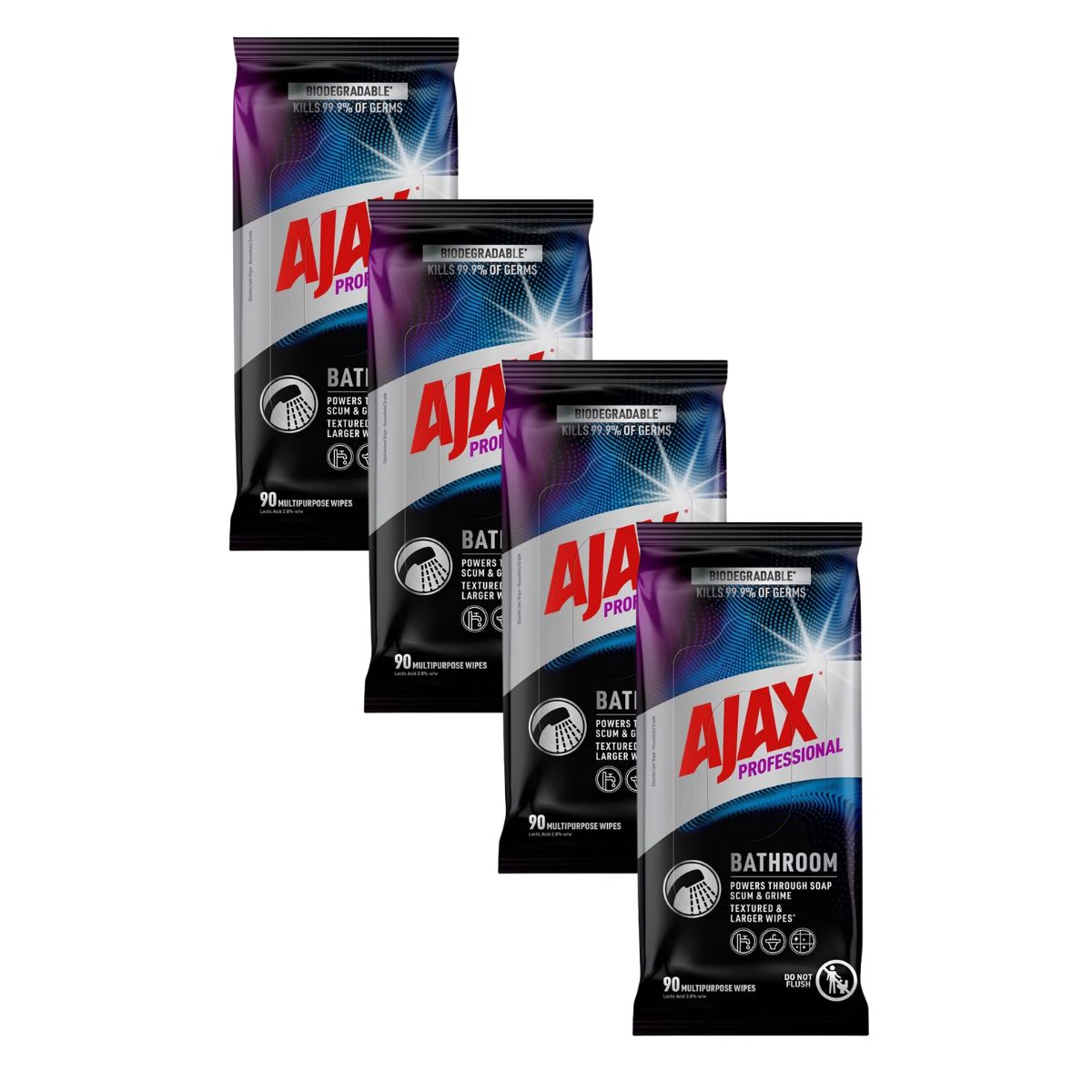 Ajax Professional Bathroom Wipes 90pk x4-1984023715154890753