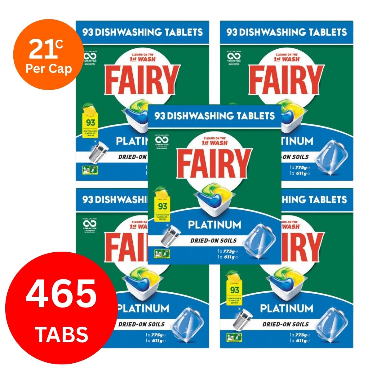 Fairy Platinum x 465 Lemon Dishwasher Tablets-1984023724017455107