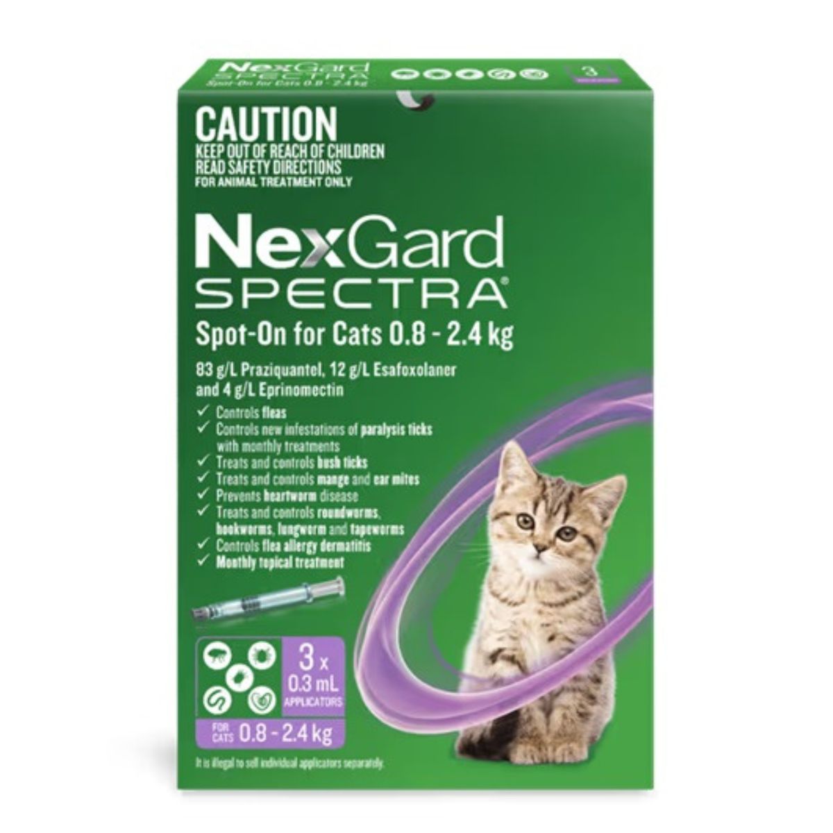 NexGard Spectra Spot-on Cats 0.8-2.4kg 3pk-1973193603580825602