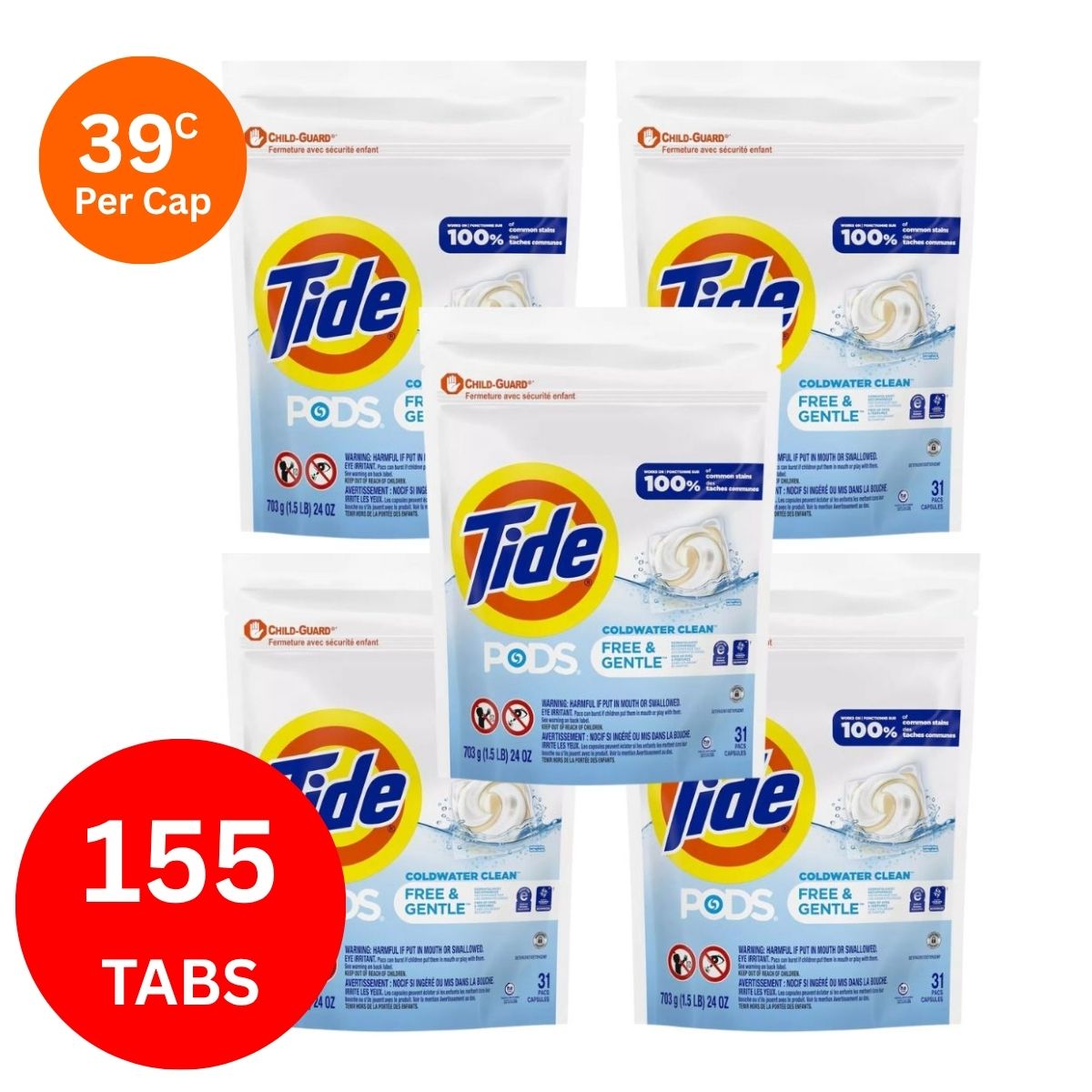 Tide Gentle Cold Water x 155 Laundry Pods-1984023738190008323